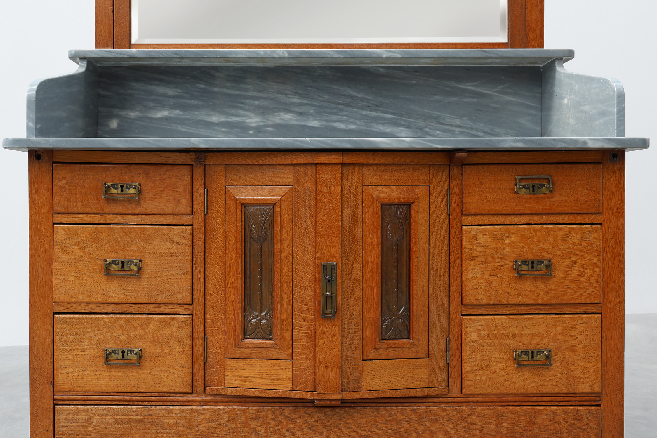 Art Nouveau mirrored sideboard attr. to De Coene with artwork by Geo Verbanck, Belgium ca. 1905thumbnail